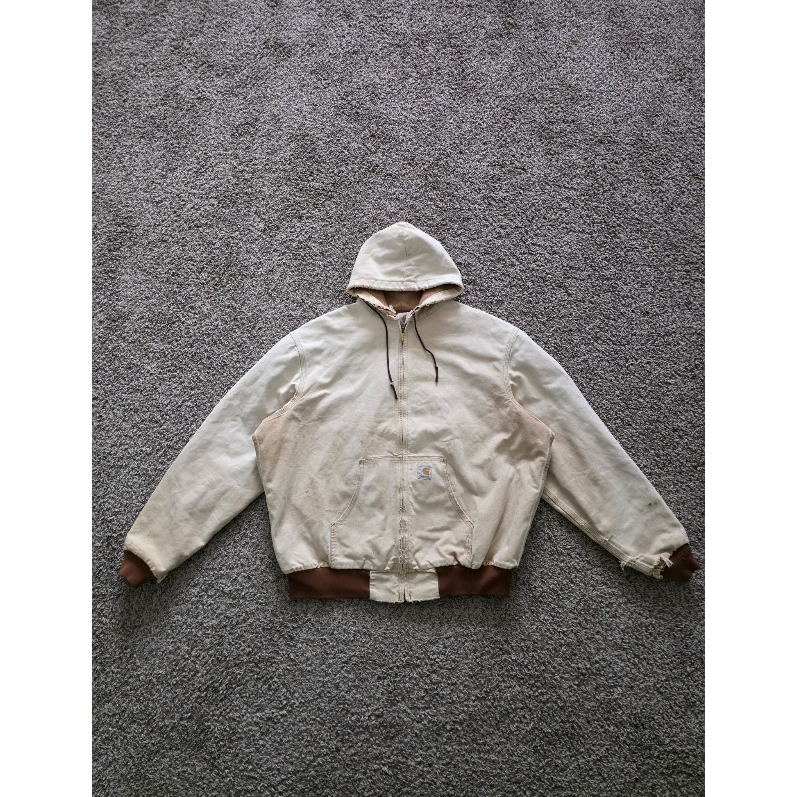 Vintage Carhartt Faded Brown Hooded Jacket Size X-Large Canvas Lined